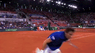 Tennis player hurdles into the stands, still returns shot