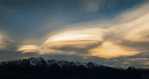 Lenticular Clouds over the Remarkable Mountain Range, New Zealand