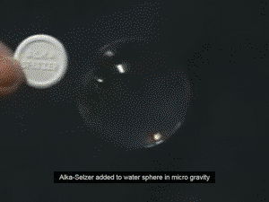 Alka-Selzer added to Water Sphere in micro gravity