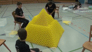 Near world record domino pyramid