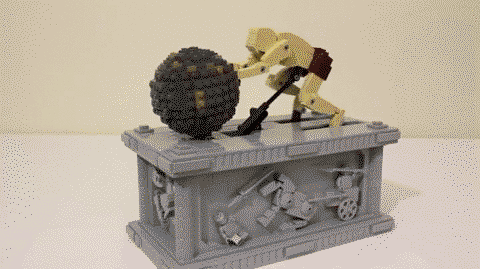 Kinetic lego sculpture of sisyphus by jason allemann