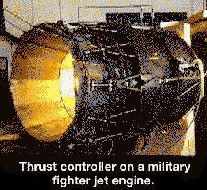 Thrust control of a military fighter jet