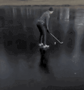 Playing golf on ice