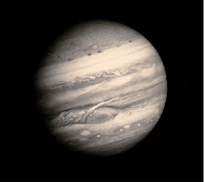 Jupiter as seen from voyager approach in 1979