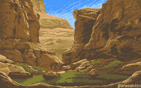 I drew this pixel art animation using only 10 colors and called it Terrain [OC]