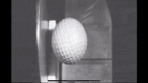 Golf ball hitting steel plate (100,000 frames per second)