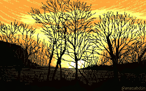 I drew this sunset pixel art animation using only 5 colors [OC]