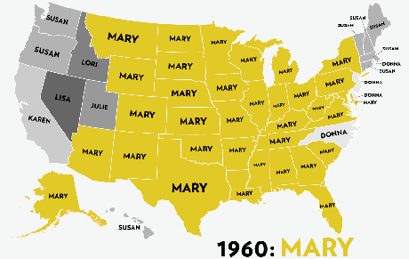Map: Most popular names for girls, state-by-state