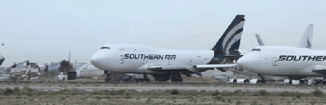 High winds lifting a parked jumbo jet