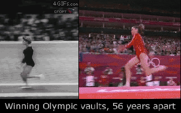 Olympic vaults 56 years apart