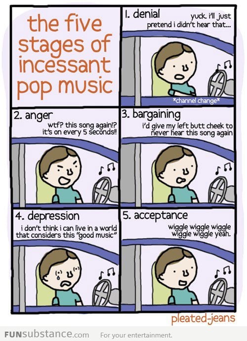 The five stages of incessant pop music...