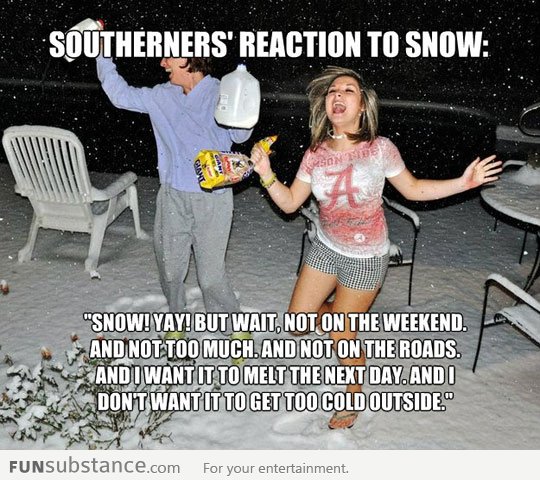 Southerner's reaction to snow