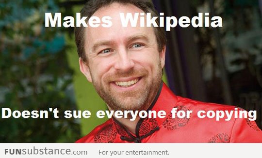 Good Guy Jimmy Wales on copying wikipedia