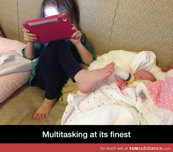 Kids these days are good at multitaking too
