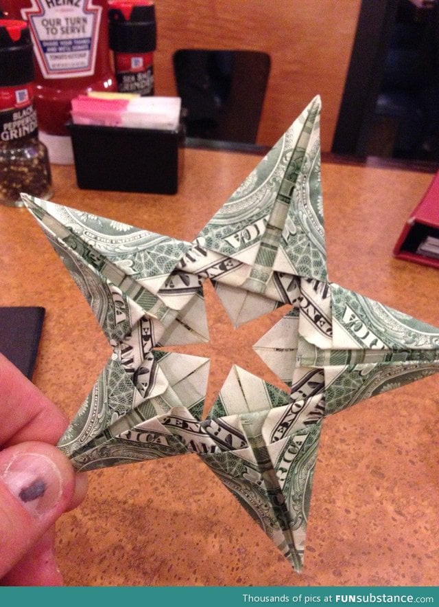$5 dollar origami tip someone gave my waitress