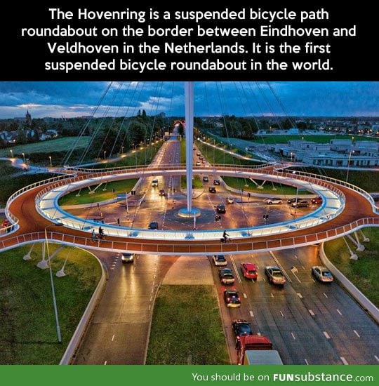 The first suspended bicycle roundabout