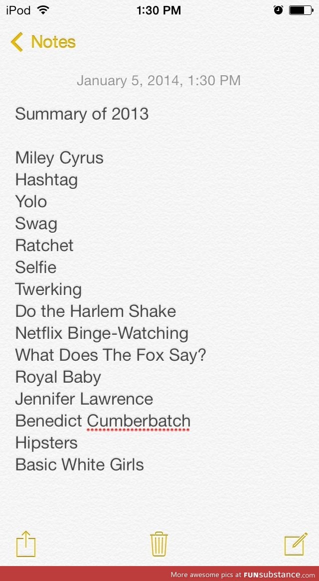 Summary of 2013. Feel free to add to the list
