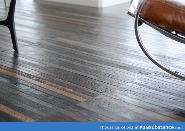 Floor made of leather belts