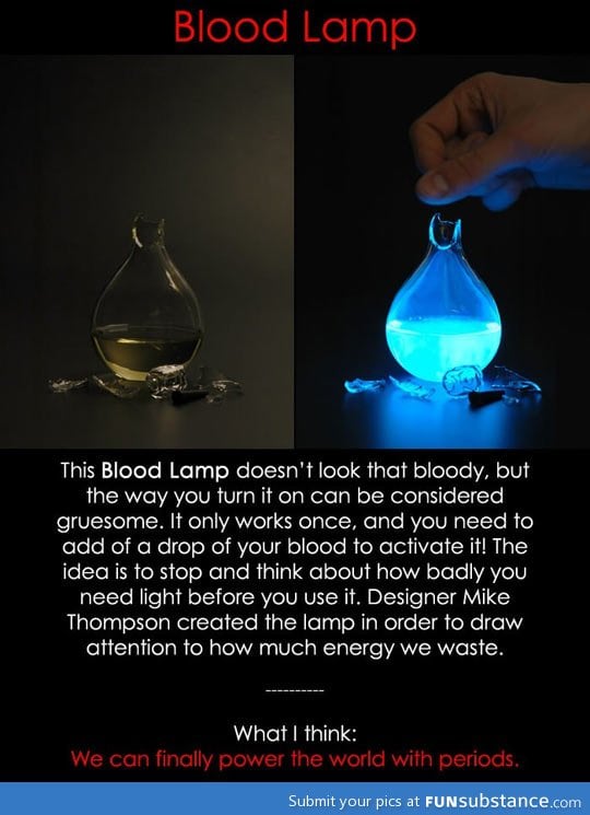 Lamp activated with blood