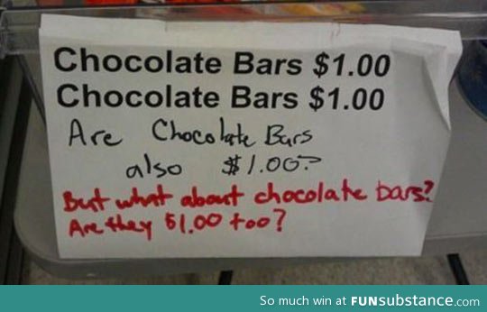 I was wondering about the chocolate bars