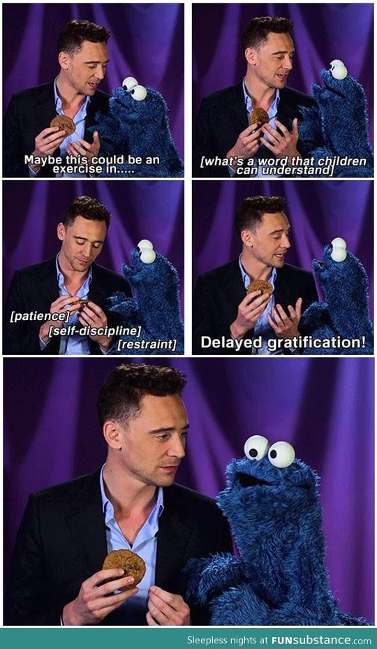 Tom Hiddleston and Cookie Monster, best couple ever
