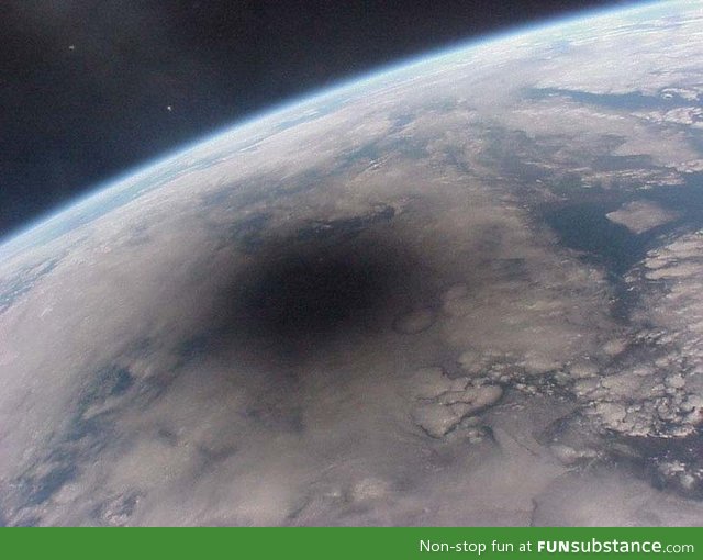 An eclipse as seen from space