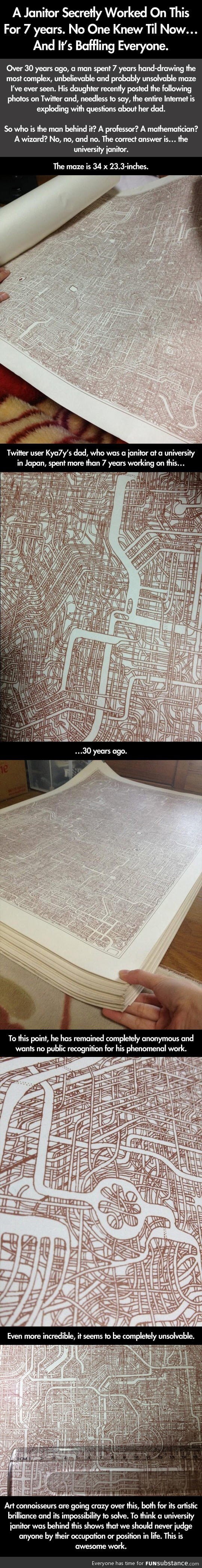 University janitor draws an impossible maze
