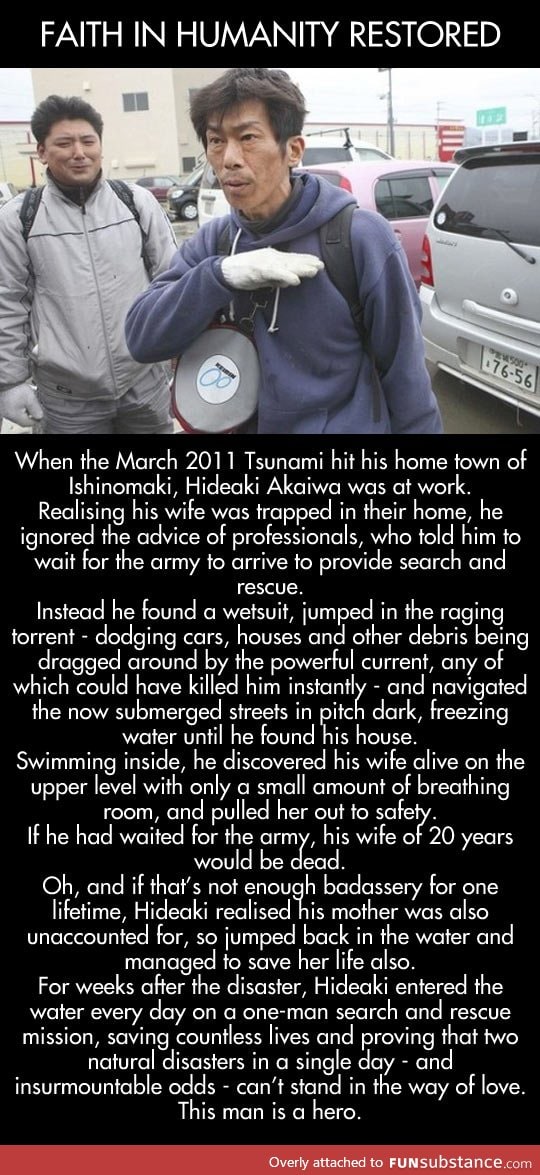 Tsunami hero saves his wife and countless lives