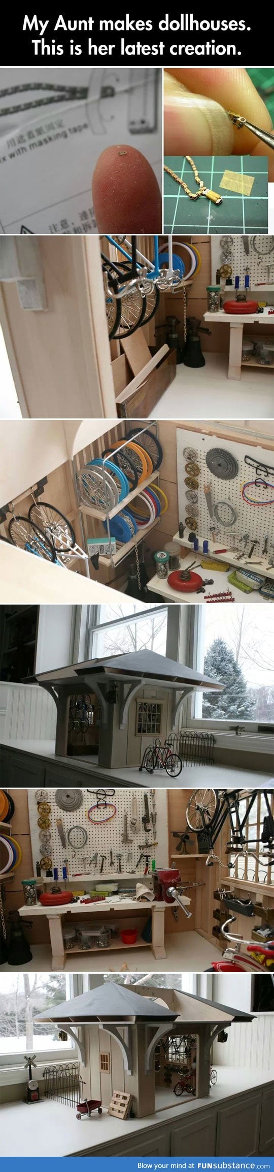 Amazingly detailed miniature bike shop