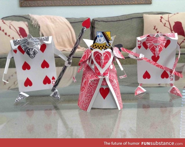 Red Card Heart Army & Queen of Heart (Alice in Wonderland) I made out of cards