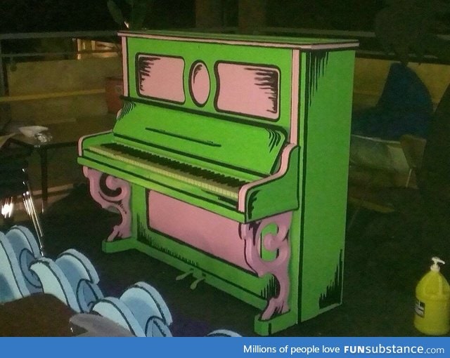 My friend painted a piano to look like a cartoon piano. This is the final result