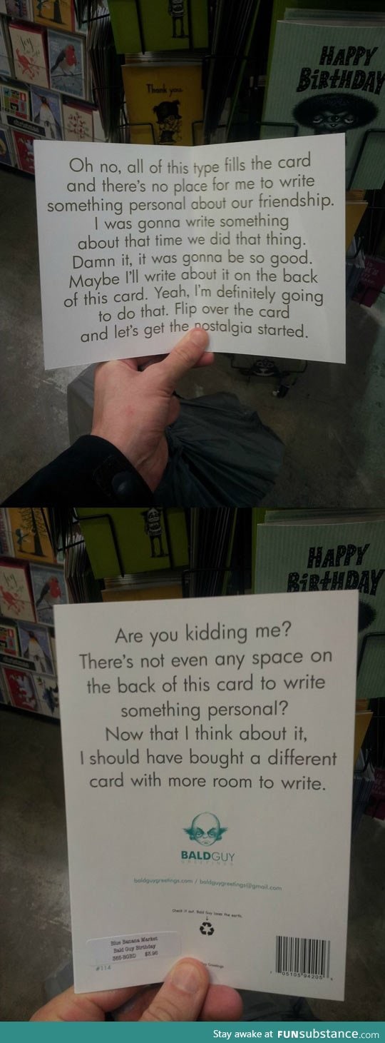 The perfect birthday card for when you don't know what to write