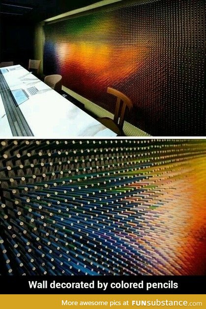 Wall decorated by colored pencils