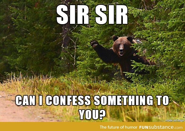 Confession bear is getting desperate!