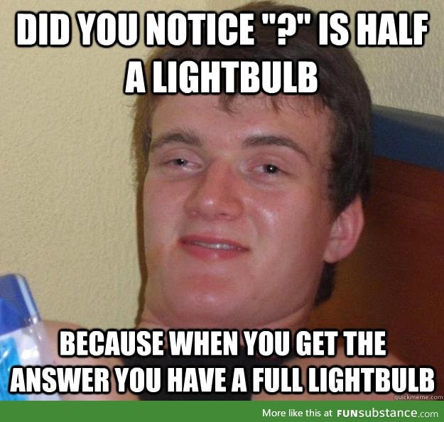 Question mark is half a lightbulb