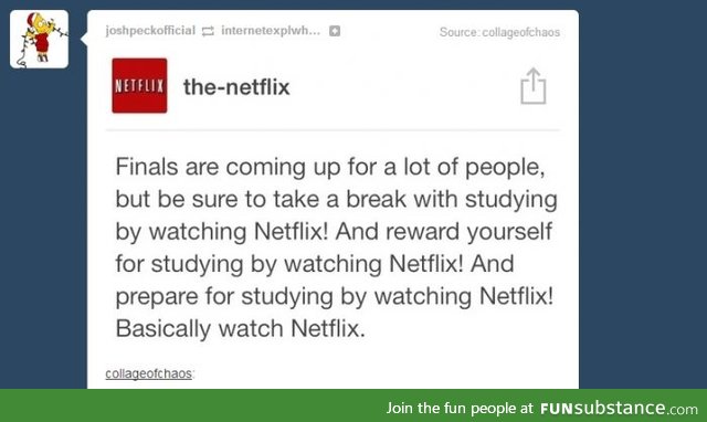 Netflix on studying