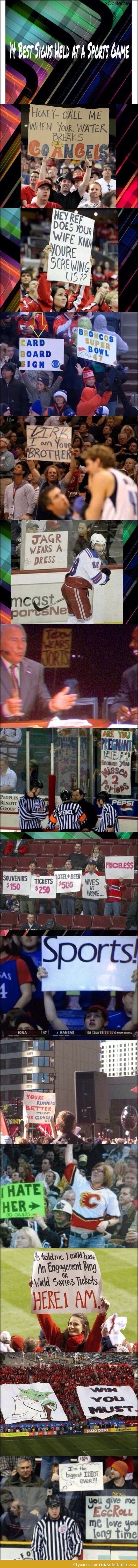 Sports game signs
