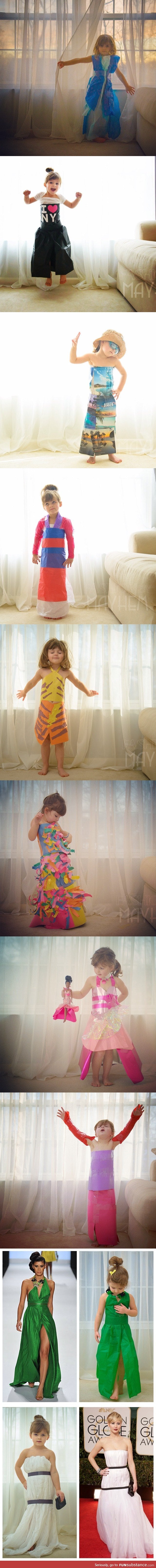 4-year-old and her mom make dresses out of paper every day.