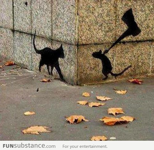 Clever Cat and Mouse Graffiti