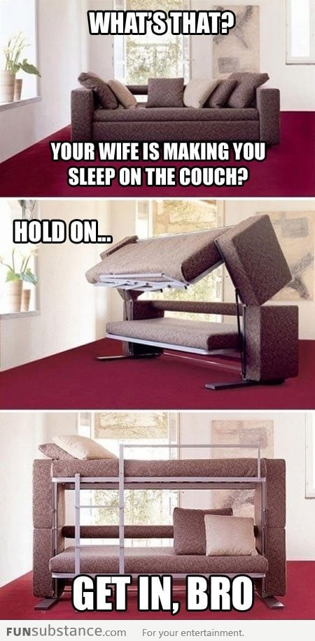 Good guy couch transforms into a bed for you