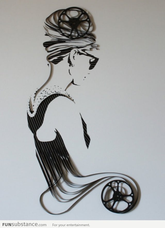 Gorgeous Audrey Hepburn art made of tape