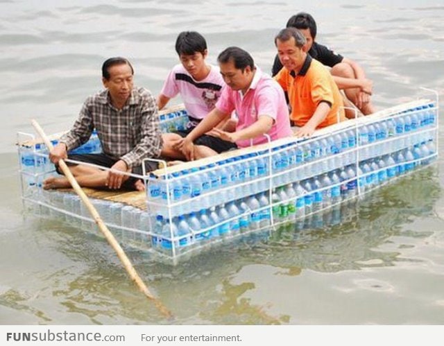 Creative Water Bottle Raft In Thailand