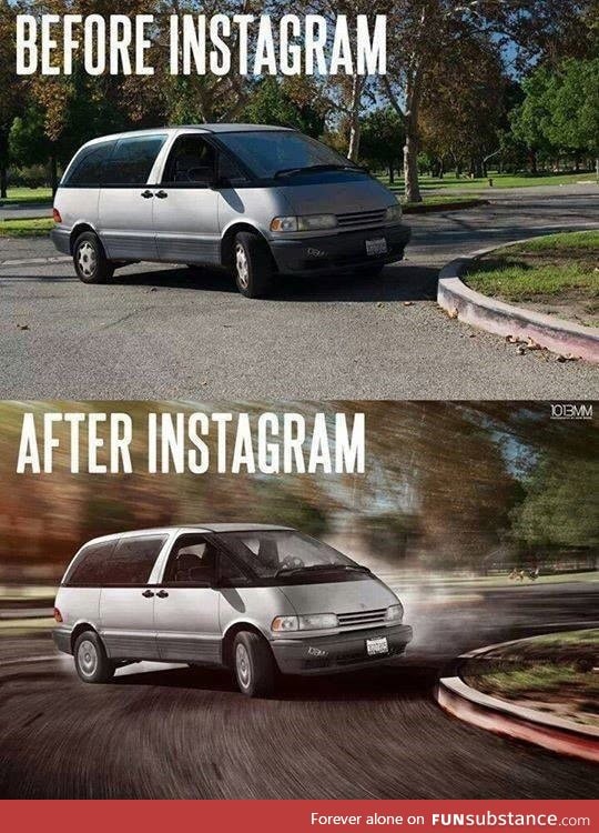 Before and after Instagram