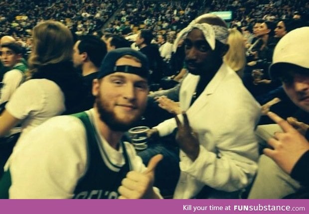 Just another day with Tupac back at the  Boston Celtics game last night