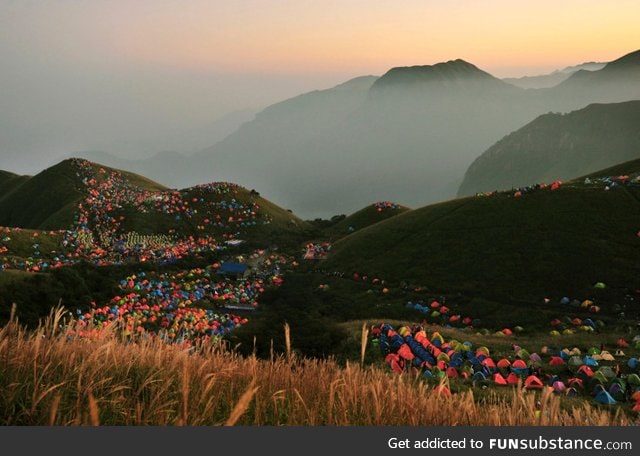 This is what it looks like when 15,000 people camp on one mountain