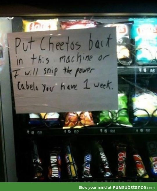 You don't mess with someone's Cheetos