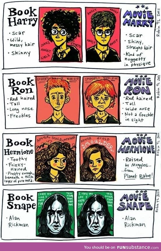 Novel Harry Potter vs movie Harry Potter