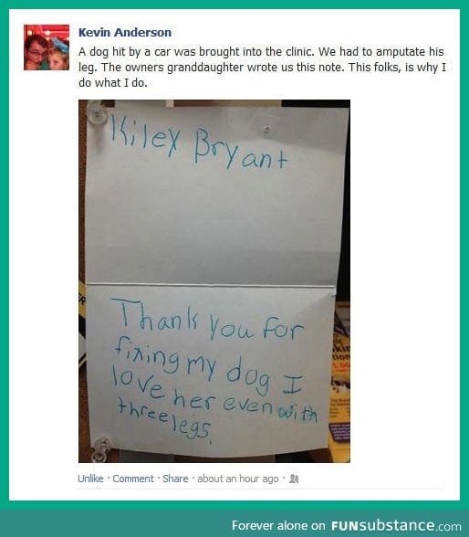 Vet receives a letter from a girl…