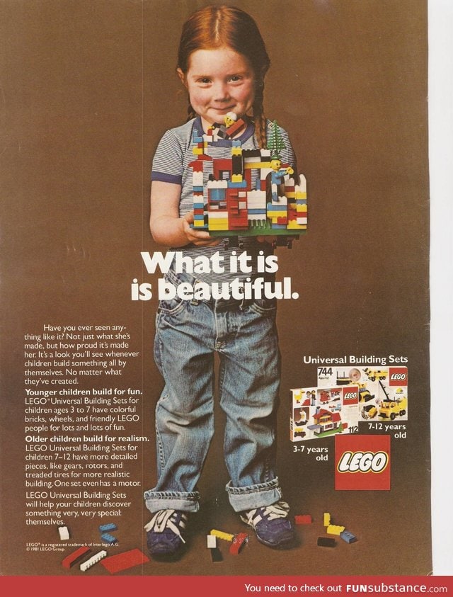 Lego ad from 1981 What it is is beautiful