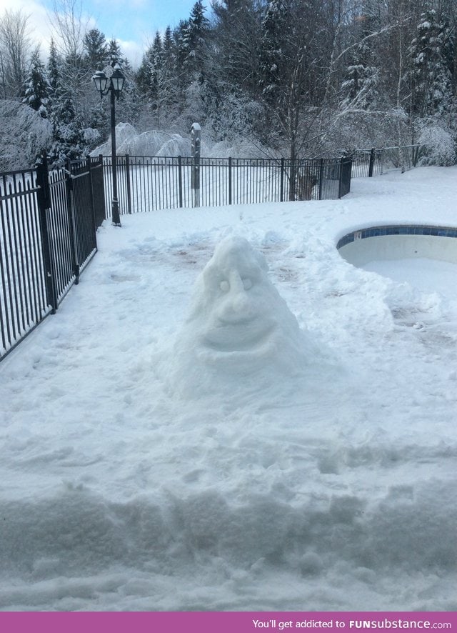 My brother built this snowman looking into the window, it's creeping me out.